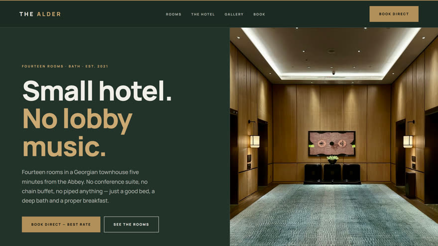The Alder boutique hotel demo site