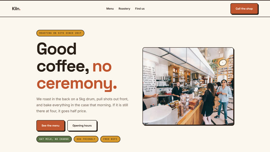 The Kiln coffee roasters and café demo site