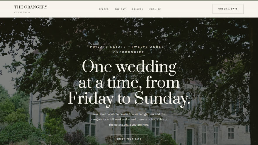 The Orangery at Hartwell wedding venue demo site